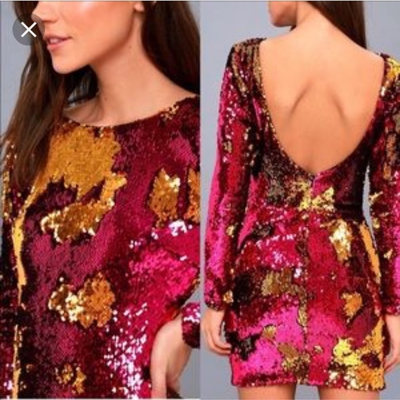 Dress the Population - Sequin Hot Pink Dress - Picture 2 of 8